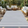 thumbnail image 3 of Fsddascl Navy Blue Striped Outdoor Rug for Patio/Deck/Porch, Non-Slip Large Area Rug 6 x 9 Ft, Navy Blue White Stripes Farmhouse Indoor Outdoor Rugs Washable Area Rugs, Reversible Camping Rug Carpet, 3 of 5