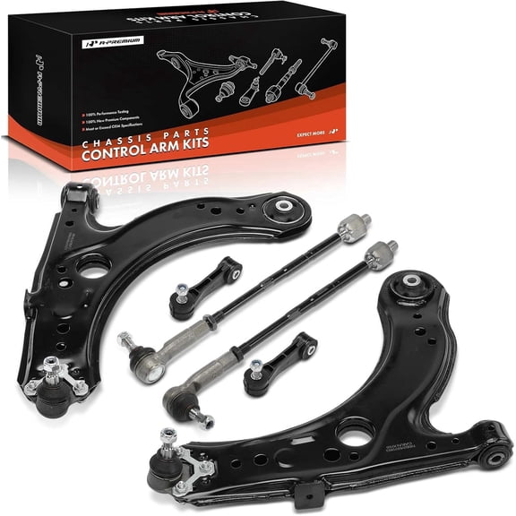 A-Premium 8Pc Front Suspension Kit Lower Control Arm Ball Joint Sway Bar Link Inner Outer Tie Rod End Compatible with Volkswagen Jetta 1999-2005 Beetle 1998-2000 Golf 1999-2006