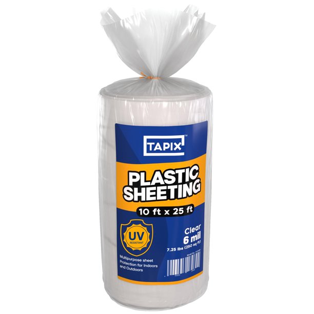 Tapix de láminas de plástico de 10 pies x 25 pies (3 m x 7,6 m), 6 mil, protección UV