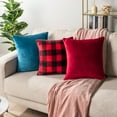 thumbnail image 5 of PAVILIA Checker Plaid Throw Pillow Covers 20x20 Set of 2, Decorative Pillow Cases for Bed Sofa Couch, Boho Aesthetic Accent Decor Cushion Bedroom Living Room, Velvet Square Euro Sham Covers, Black Red, 5 of 8