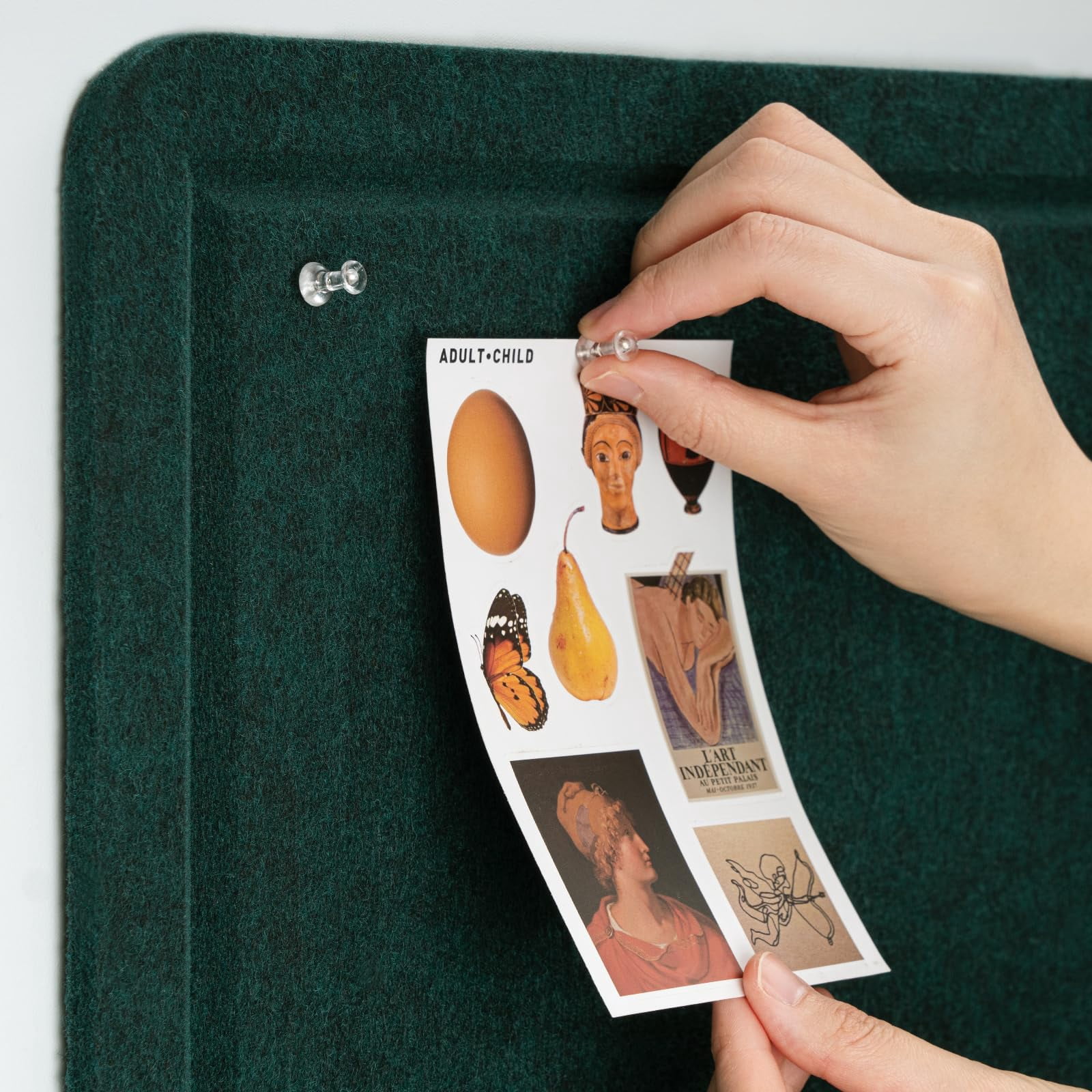 Bulletin Board  36 X 24 Inches Felt Pin - Decorative Cork Alternative For Wall 3' 2' Foldable Picture Self-adhesive Vision Prayer With 20 Pushpins Dark Green