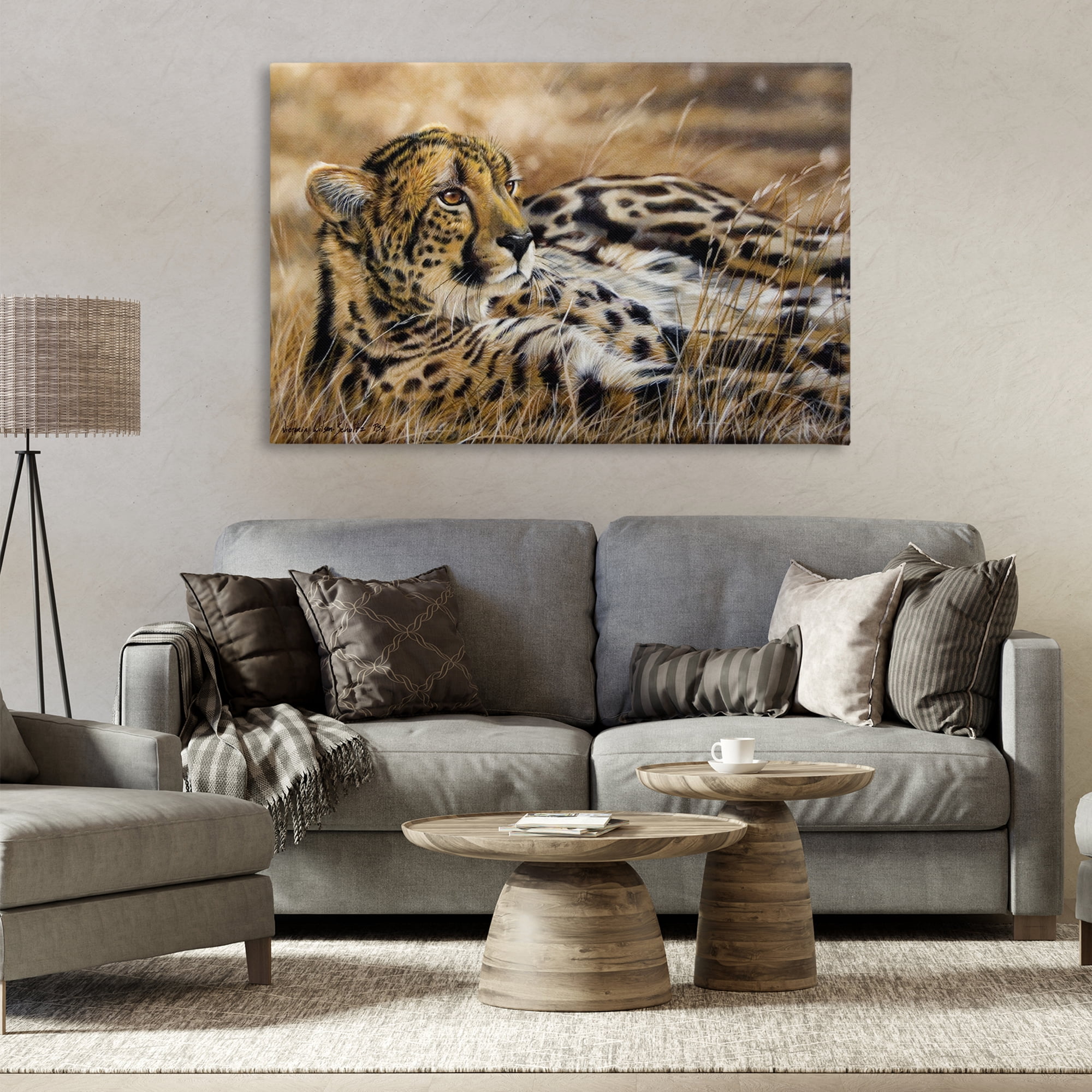 Stupell Industries Relaxing Leopard Scenery Animals & Insects Painting Gallery Wrapped Canvas Art Print Wall Art, 45 x 30