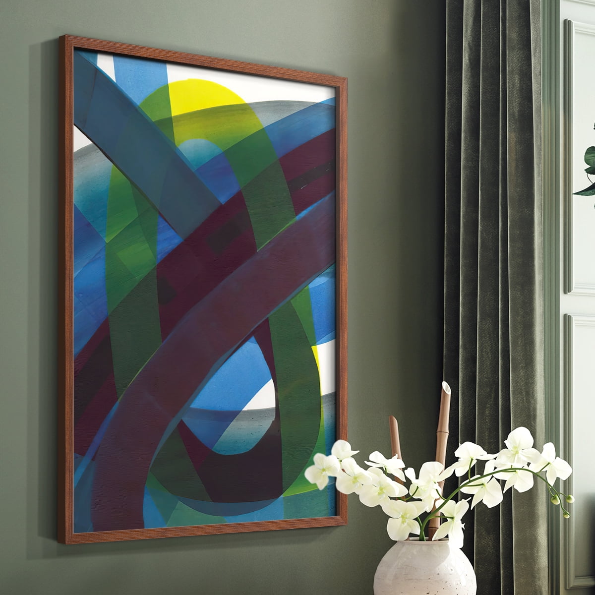 Cool Network I Framed Print in Brown Solid Wood Framed Print No Nail Hanging