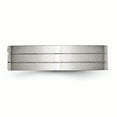 thumbnail image 3 of Stainless Steel Brushed Grooved Three CZ Ring Size 7.5, 3 of 7
