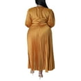 thumbnail image 7 of Niuer Ladies Dresses Crew Neck Maxi Dress Long Sleeve Oversized Solid Color Gold XL, 7 of 7
