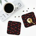thumbnail image 4 of Vsdgher Dessous de Verre en Cuir Rouge Imprimé Piment pour Boissons, Ensemble de 4 Dessous de Verre Durables pour Protection de Table, Décoration Intérieure Luxueuse et Cadeau de Pendaison de Crémaillère-Carré, 4 of 6