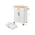thumbnail image 3 of Carrito de Cocina Madera Carrito de Almacenamiento con Estante Ajustable Isla de Cocina con Clóset de Almacenamiento y Cajones para Comedor, Blanco, 3 of 4