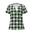 thumbnail image 4 of Wukai Green White Christmas Tree Lumberjack Plaid Casual V-Neck Graphic Tees for Women: Lightweight and Breathable Summer Tops with Stylish Design-XX-Large, 4 of 8