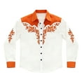 thumbnail image 5 of HXWCHs Festival Western Cowboy Shirt Long Sleeve Printed Theme Casual Button Down Classic Fit Men's Shirt XXXL Orange, 5 of 5