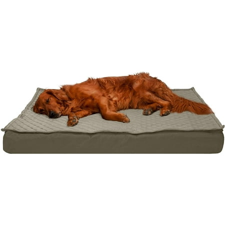 UPC: 0842229126990 | FurHaven Pet Products Quilt-Top Convertible Indoor-Outdoor Deluxe Orthopedic Pet Bed for Dogs & Cats – Dark Sage Jumbo