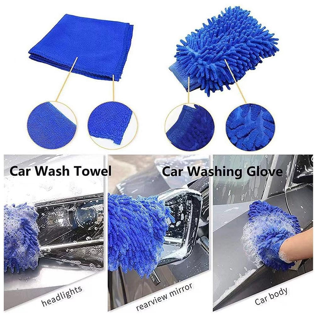 1Set Car Detailing Kit Interior & Exterior, Professional Auto Cleaning Brush Set with Windshield Tool, Car Wash Supplies for Men Women