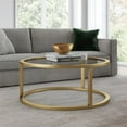 thumbnail image 2 of Henn&Hart Metal Round Pedastal Base Coffee Table in Gold and Brass Finish, 2 of 7