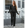thumbnail image 3 of JYLFC Womens 2 Piece Outfits Set Lounge Hoodie Sweatsuit Sets Oversized Half Zip Sweatshirt Sweatpants with Pockets Black 2XL, 3 of 8
