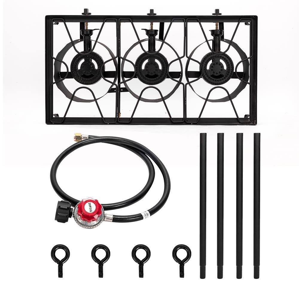 GoDecor Portable 225000 BTU Propane Stove 3 Burner Outdoor Camping BBQ Grill