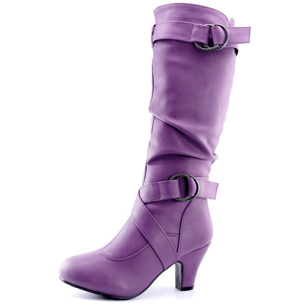 slouch mid calf heeled boot