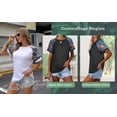 thumbnail image 2 of Langwyqu Print Sleeve Patchwork Women Summer Casual T-Shirt, 2 of 5