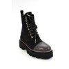 Sebastian Womens Satin Crystal Toe Combat Boots Black Size 38 8