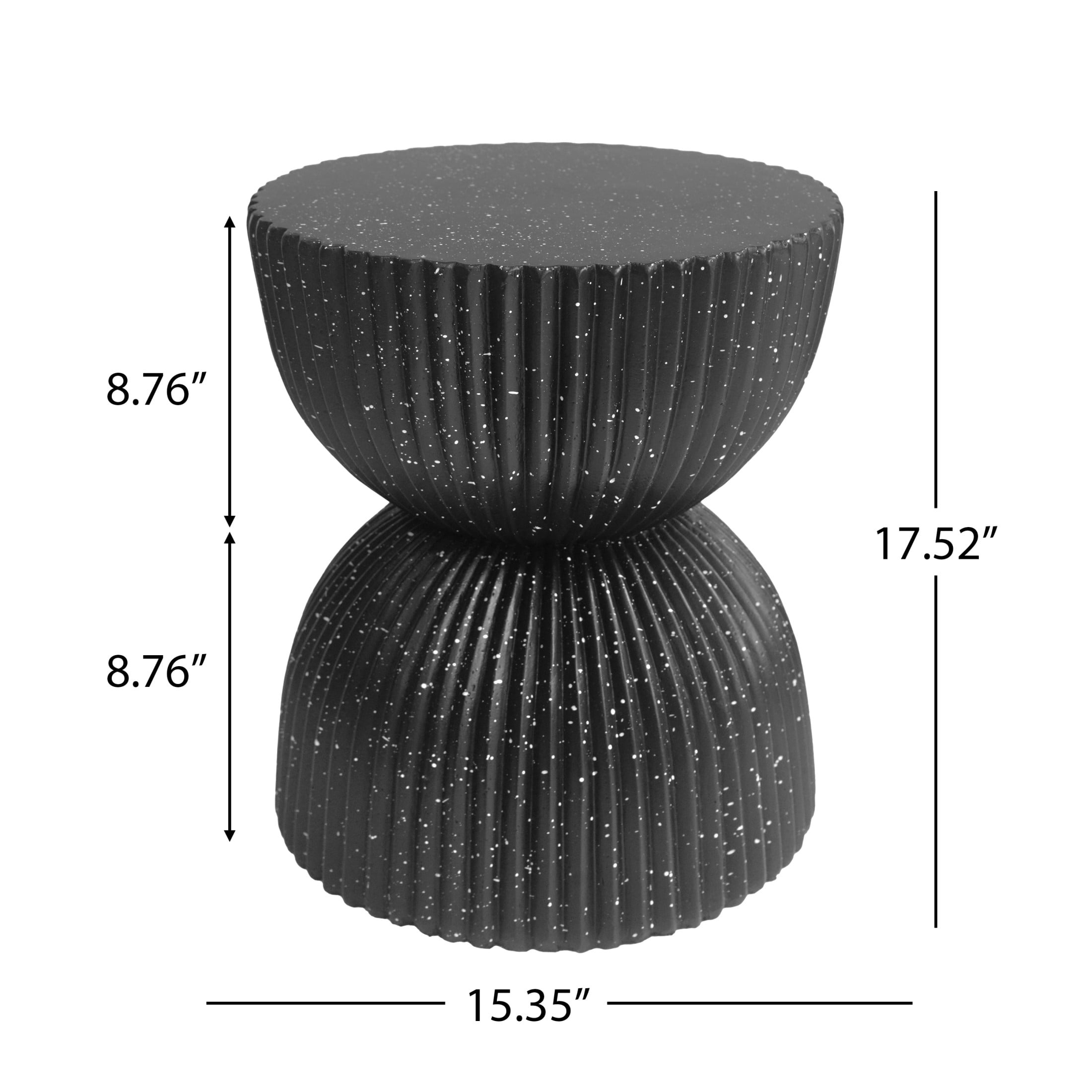 Christopher Knight Home 15.36" Modern Ribbed Hourglass MGO Side Table, Outdoor Indoor Use, Black