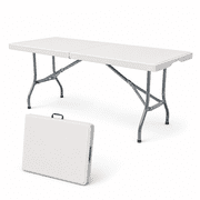 Folding Table 6 Foot - Heavy Duty 330LBS Capacity, Sturdy & Foldable Design with Safety Lock - Portable Tables Folding for Camping, Party, Indoor & Outdoor Use, 10 Pack