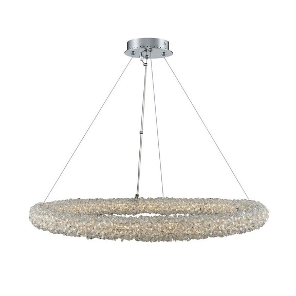 035553-010-FR001-Allegri Lighting-Lina - 32 Inch 48W LED Pendant   Chrome Finish with Firenze Crystal