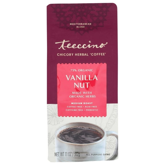 Teeccino Organic Medium Roast Vanilla Nut Herbal Coffee, 11 Ounce -- 6 per case.
