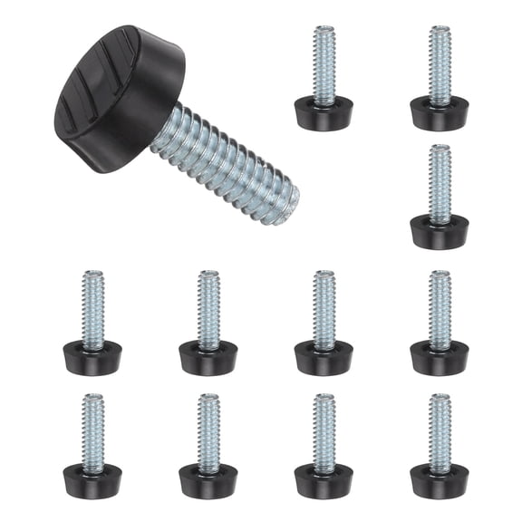 Uxcell 1/4"-20 Thread Furniture Feet Levelers, 12 Pack 21mm L Adjustable Furniture Feet Screw in Threaded Leveling Leg Screw on Chair Foot Glides Leveling for Table Chair Cabinet Black
