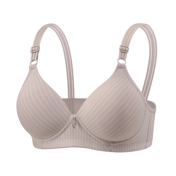 MVRLSH Jelly Bras For Women Womens Striped Three Hook Clasp Wireless Bra Middle Elderly Full Coverage Support Multicolor 36-44