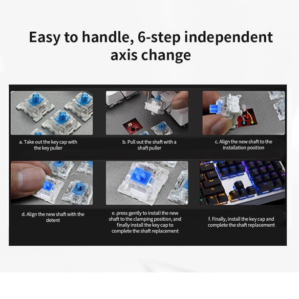 Interruptor de Teclado Mecánnico de 10 piezas, Interruptor Azul Montado en PlacA de 3 Pines Con Carcasa Transparente Con Retroiluminaciód Liderada para Teclado Mecánico Para