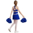thumbnail image 2 of iiniim Girls Cheerleading Dance Dress with Pom Poms Schoolgirls Cheer Leader Uniform Outfit Party Size 6-16 A Royal Blue 8, 2 of 7