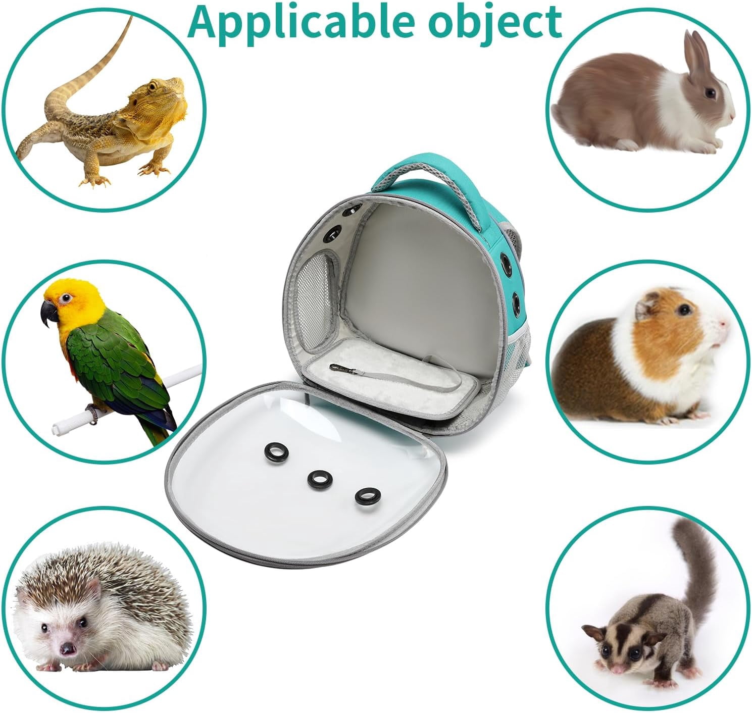 Portable Travel pet Backpack Carrier Hamster Bag Guinea Pig Bird Small Dog cat Turtle Carrier Rabbit Cage Squirrel Bearded Dragon Breathable Hangbag (Green).Product promotion event