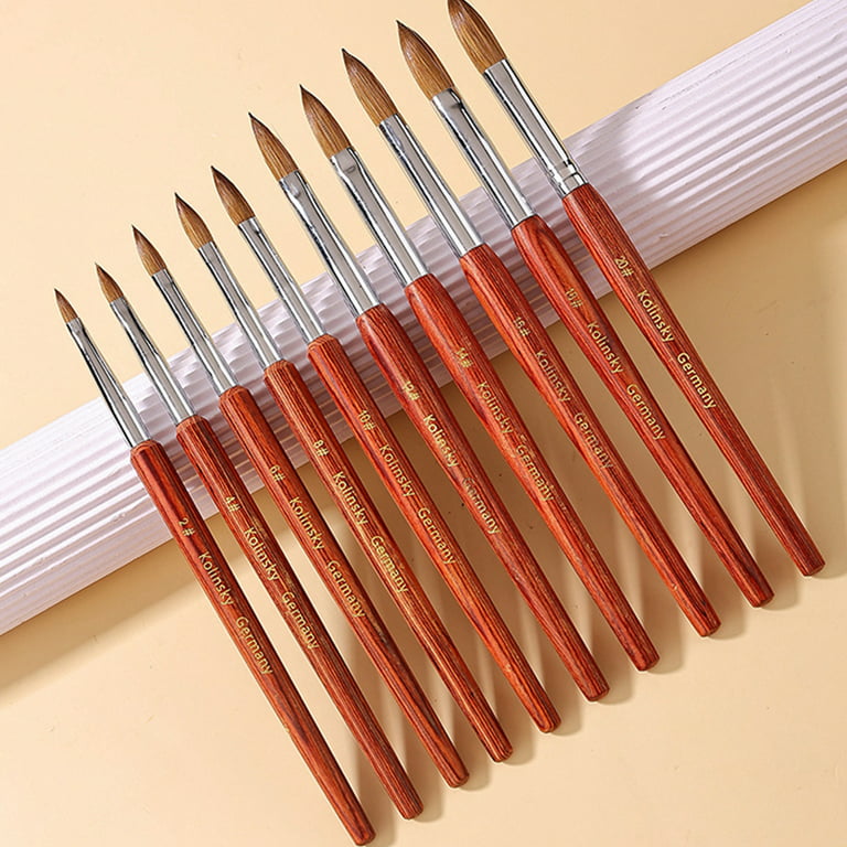 Kolinsky Acrylic Brush Nail #8-24 Nail Art Brush Red Wood Handle Manicure  Tool