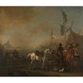 thumbnail image 2 of Philips Wouwerman 14x12 Black Ornate Wood Framed Double Matted Museum Art Print Titled: An Army Camp (C. 1662 - C. 1664), 2 of 5