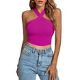 thumbnail image 2 of Giftesty Hot Pink Tank Top for Women Women's Spring and Summer Strap Open Back Strap Tank Top Knitted Tight Top, 2 of 8