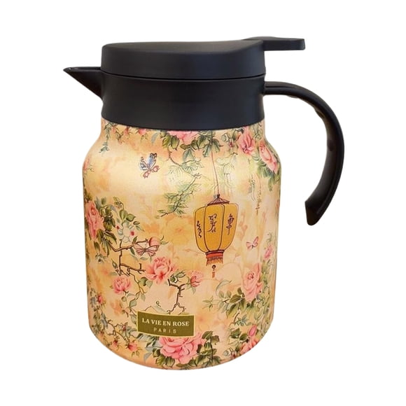 Yuarrent Tetera de vidrio, tetera de acero inoxidable, tetera con infusor, tetera japonesa con infusor y pajitas. Teteras Amarillo 1000 ml