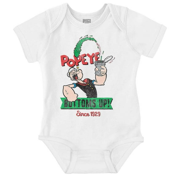 Popeye Bottoms Up Since 1929 Funny Romper Boys or Girls Infant Baby Brisco Brands 18M