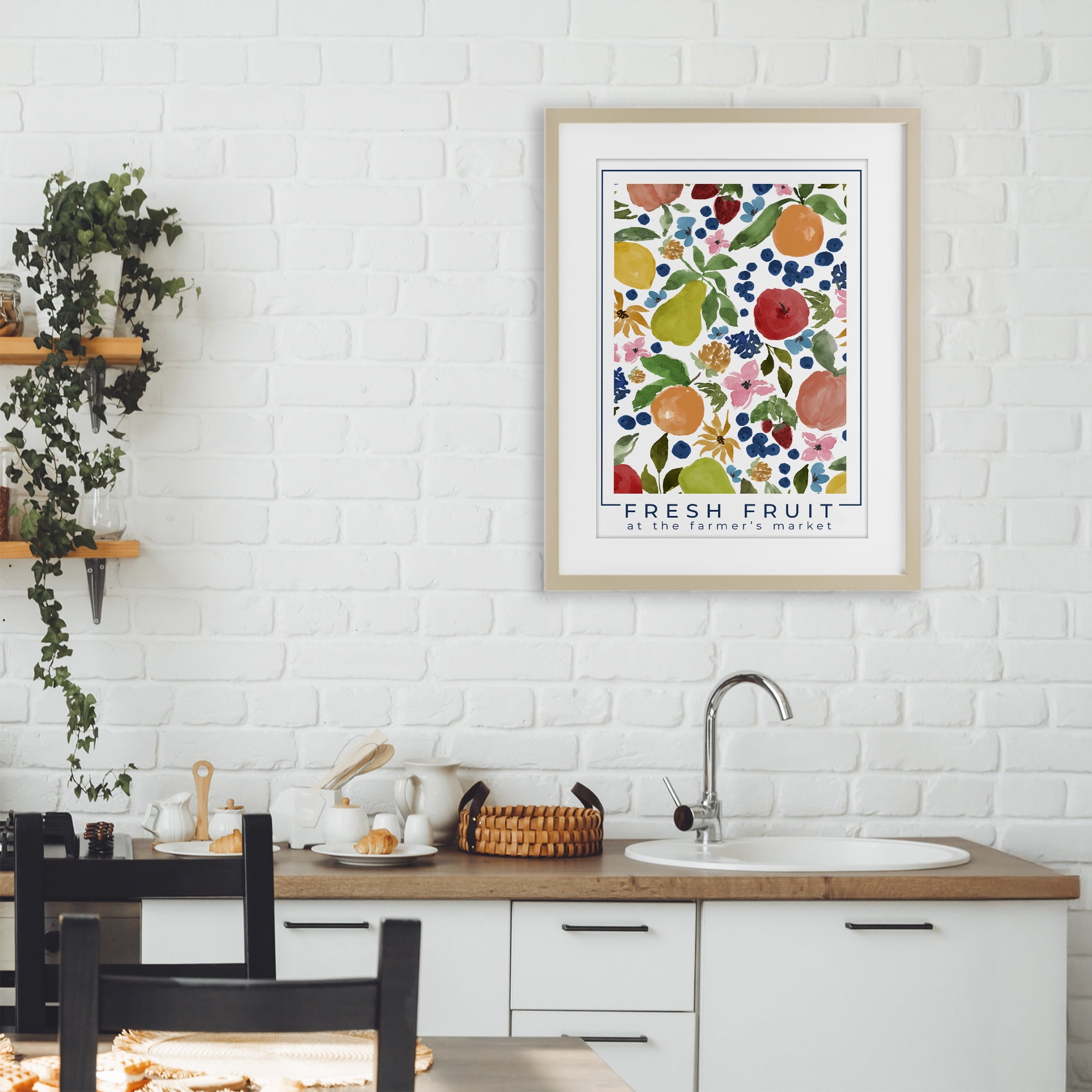 Stupell Industries Fresh Fruit Market Pattern Birch Framed Print Under Glass, design by Lucille Price
