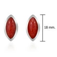 thumbnail image 4 of Mystical Ocean Pointed Ovals with Red Coral Inlays Post Stud Earrings, 4 of 5
