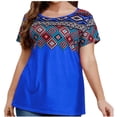 thumbnail image 1 of Birdeem Blouses pour Femmes Grande Taille d'Été Décontractée Imprimée Col Rond Manches Courtes, 1 of 1