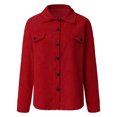 thumbnail image 6 of Juebong Womens Fashion Corduroy Shackets Button Down Jackets Tops Fall Trendy Long Sleeve Retro Utility Coat Outwear with Pockets Red,M, 6 of 8