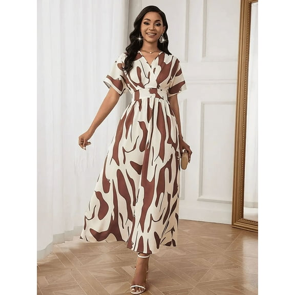 Women's Elegant Lightweight V-neck Striped Shirt Dress