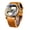 Brown, variant on Men's Luxury Square Carving Mechanical Watch, Retro Totem Double Sided Hollow Skeleton Self-Wind Automatic Watches, Vintage Leather Strap Wristwatch Reloj para Hombre