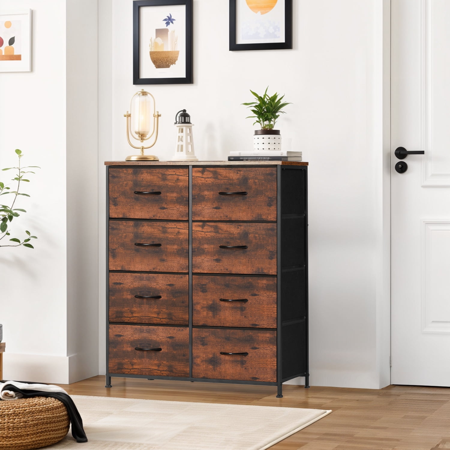 Modern 8 Drawer Fabric Dresser, Chest of Drawer Organizer Storage Cabinet for Bedroom Clothes Closet, Entryway,Brown