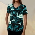 thumbnail image 5 of Petite Scrubs for Women,Floral Print Medical Tops - Quick-Dry Scrub Blouse with Utility Pockets - Cyan - XXL, 5 of 5