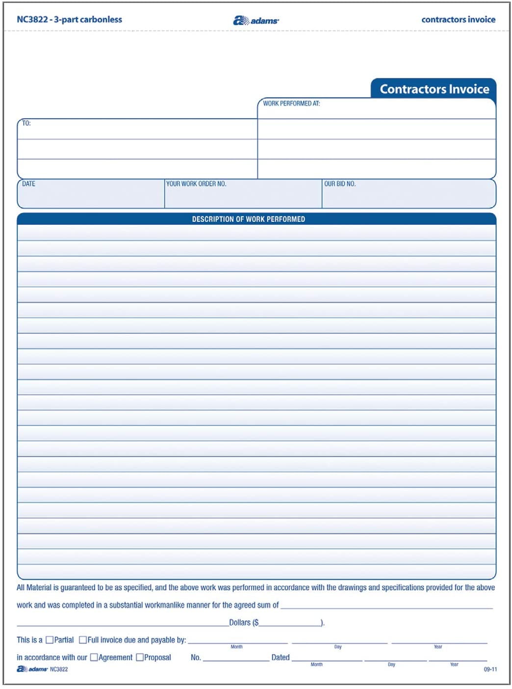 subcontractor invoice forms