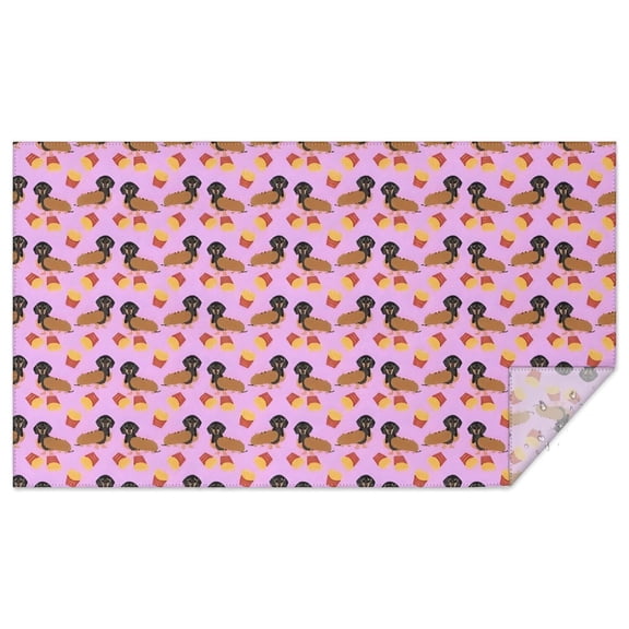 Pink Dachshund Chips Rectangle Tablecloth 60"x102",Waterproof Polyester Rectangle Table Cloth, Wipeable Spillproof Polyester Tablecloth for Dining, Camping, Indoor and Outdoor
