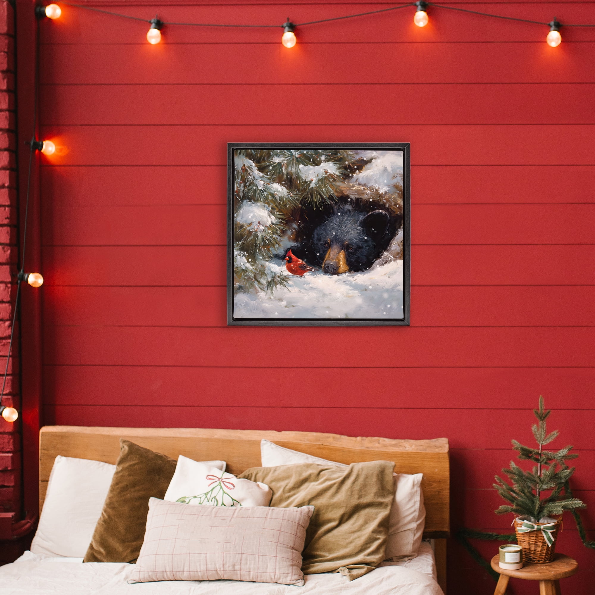 Stupell Industries Warm Watch From The Den Black Framed Floater Canvas Wall Art, design by Tina LeCour