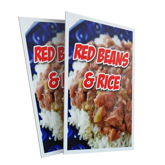 Red Beans & Rice (2-PACK) 24" x 36" Plastic Signs | Sign Insert 4mm Corrugated Plastic Signs Storefront Window Poster
