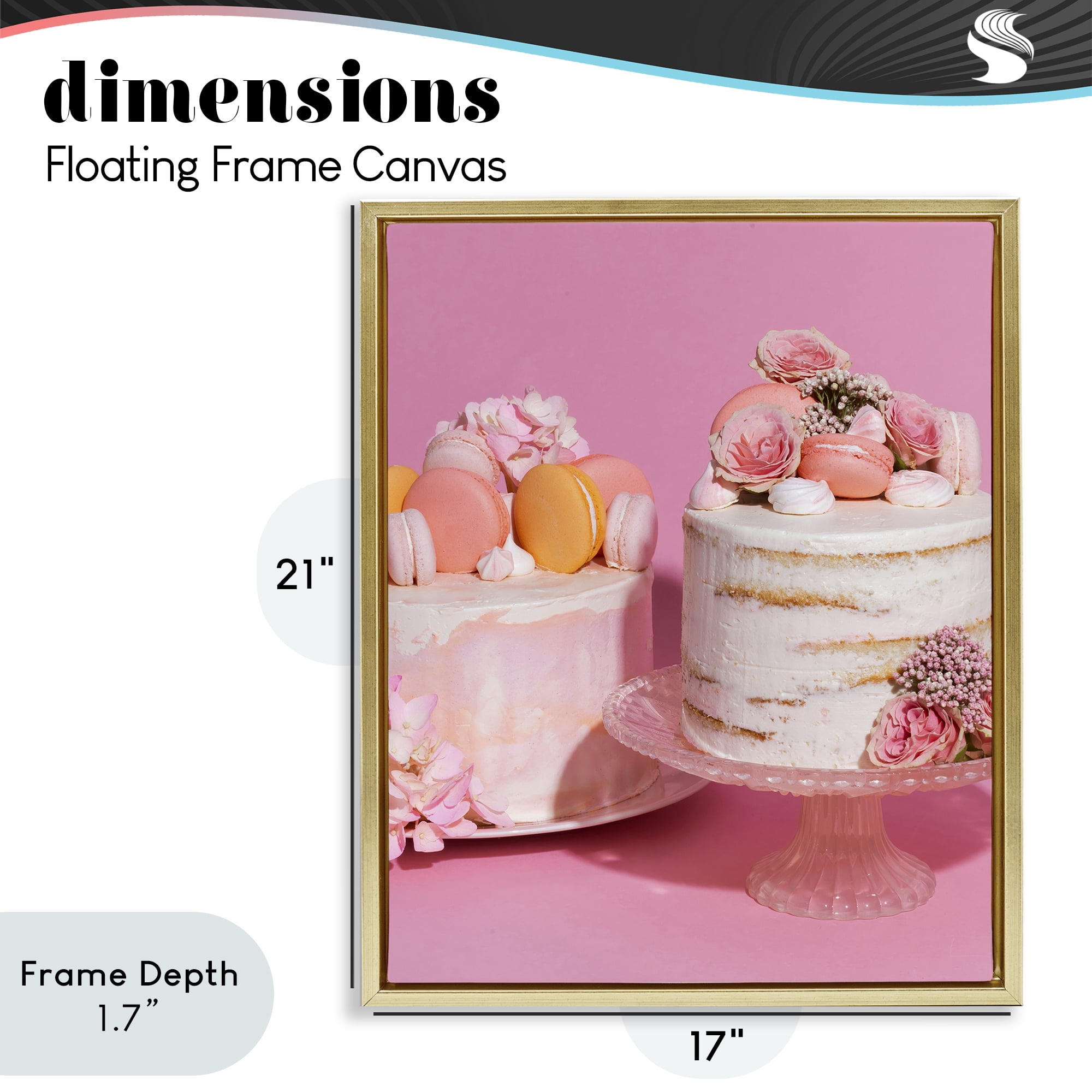 Stupell Industries Pink Pastel Macaroon Cakes Gold Framed Floater Canvas Wall Art, design by LISH Creative