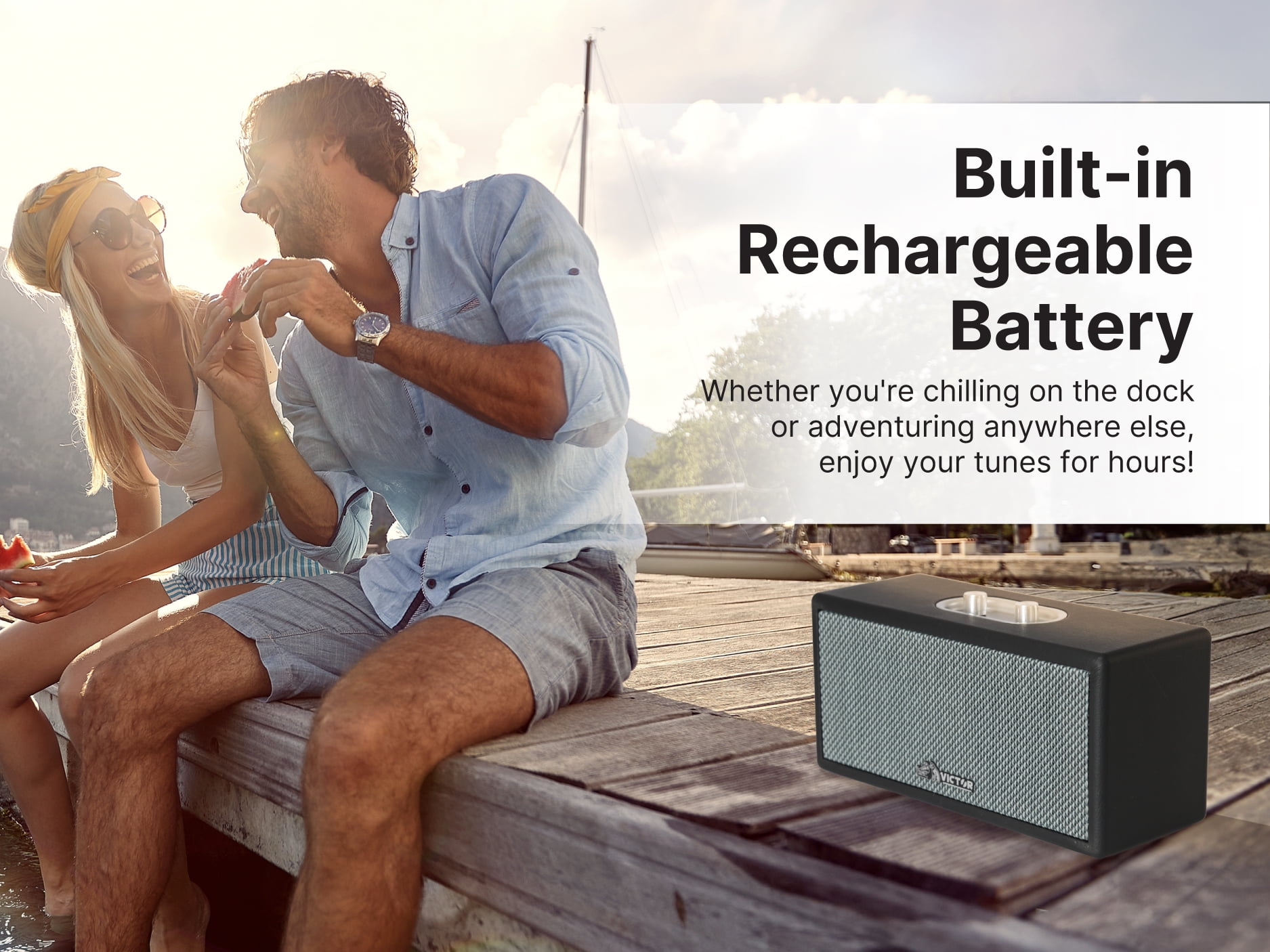 Victor Small Portable AUX Speaker with Bluetooth, Anywhere, FM
