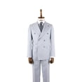 thumbnail image 2 of Double Breasted Suit, Blue Double Button Woven Fabric Men's Stylish Suit, 2 of 5